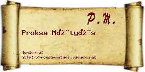Proksa Mátyás névjegykártya