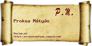 Proksa Mátyás névjegykártya